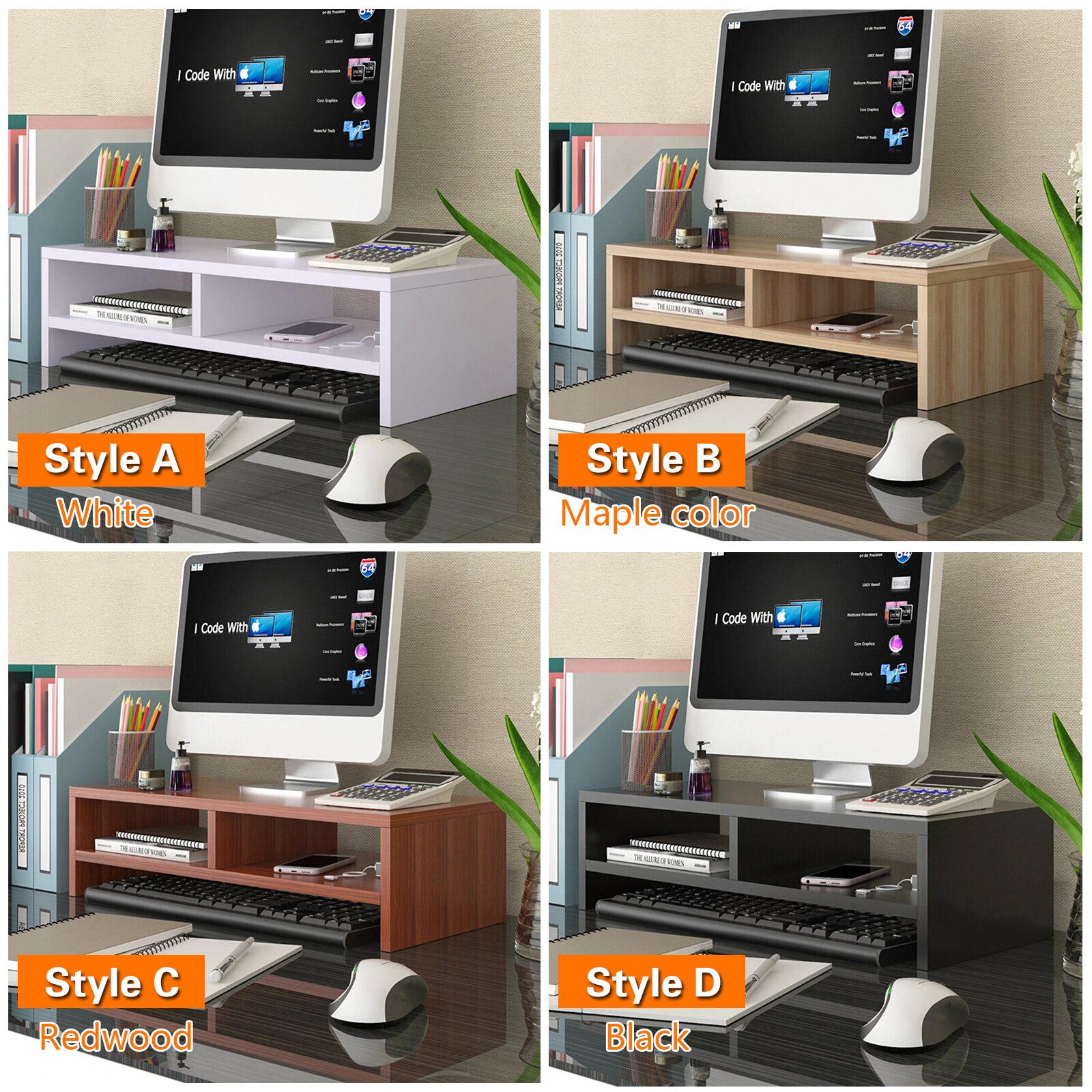 Multi-function Desktop Monitor Stand Computer Screen Riser Wood Shelf Plinth Strong Laptop Stand Desk Holder For Notebook TV