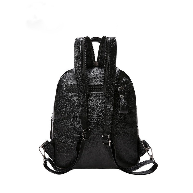 Mochila de piel sintética para mujer, bolso de hombro de viaje, mochila escolar pequeña multifuncional para chica