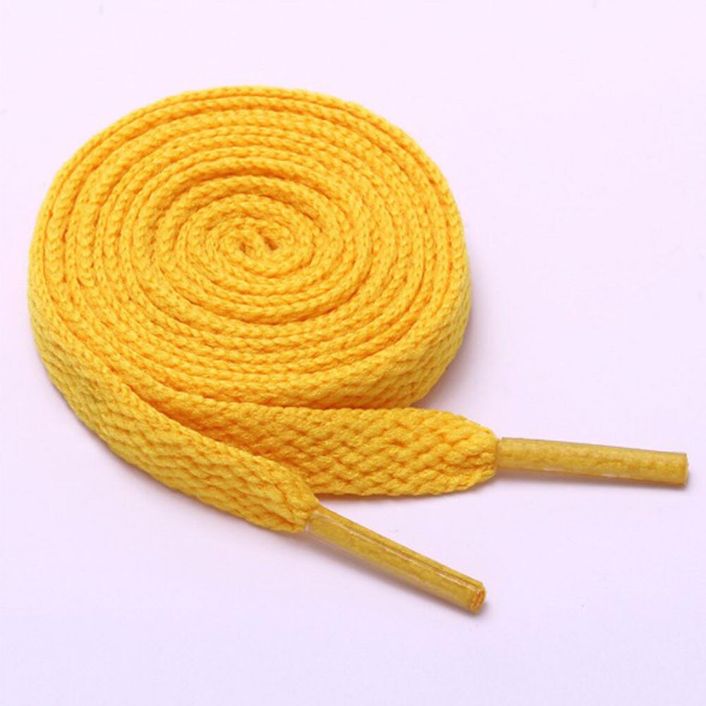 1 Paar Dubbele Platte Veters Polyester Veters Mode Sport Casual Schoen Kant Effen Platte Schoenveter 15 Kleuren: golden yellow / 120 CM