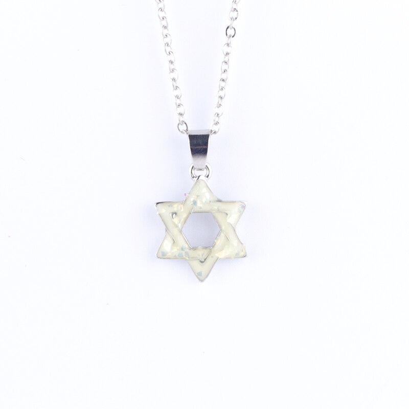 Trendy Vrouwelijke Sterren Vormige Hanger Kettingen Blauw Hexagon Star Choker Ketting Vrouwen Engagement Mode-sieraden: White