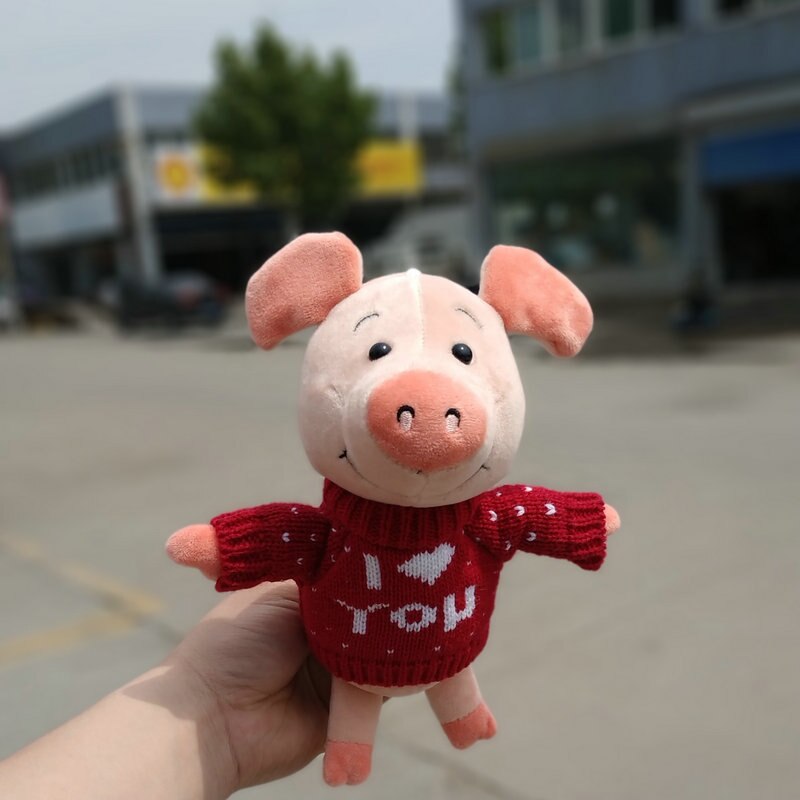 Net red cute Star same style pig pendant car keychain plush bag baby bed decoration soft Soothing doll christmase: LOVE sweater 20cm