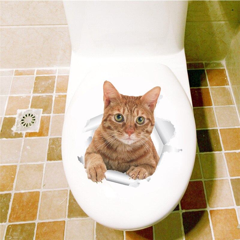 Nette Katze Hund Wc Aufkleber Dekoration Diy Lustige Karikatur Ebene Wc Wandbild Kunst lebendig 3d Kätzchen Welpen Safari Pvc Zauberstab Aufkleber: 8 14197
