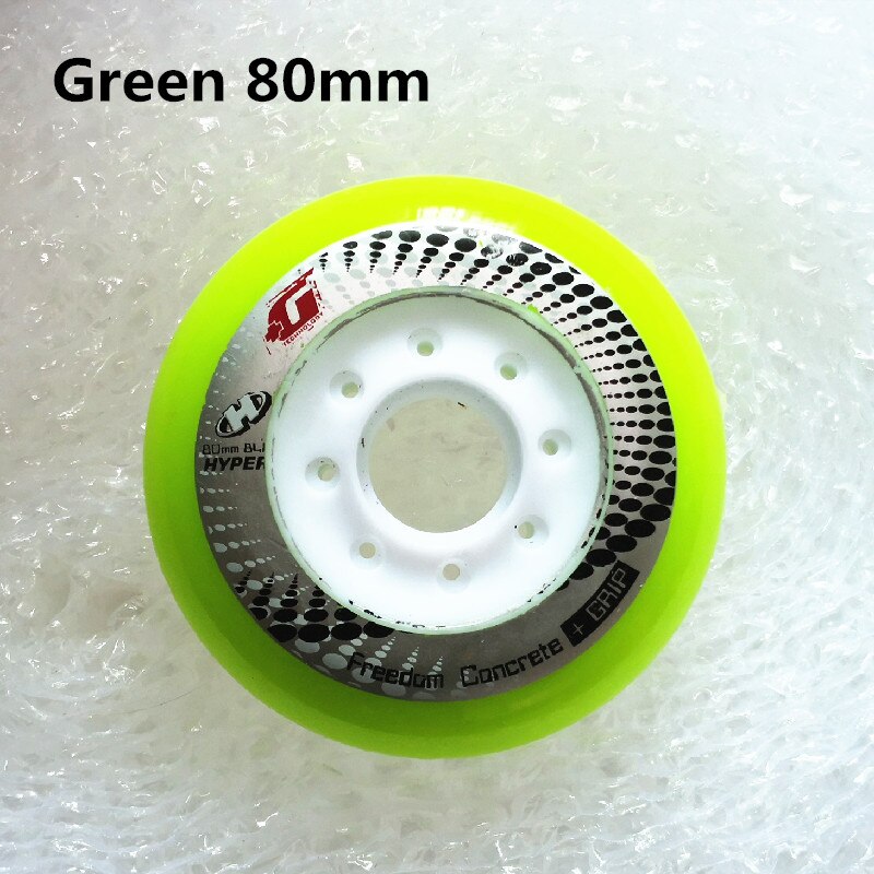 [72mm 76mm 80mm]Hyper +G Inline Skates Wheel 84A +Grip Freedom Concrete Roller Skating Rodas for SEBA High HV Carbon: Green 80mm