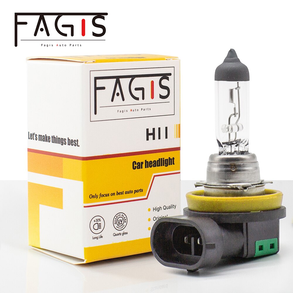 Fagis 1Pcs 12V 55W H11 Halogeenlamp 3350K Clear Quartz Glas Auto Mistlamp Auto Lamp halogeenkoplampen Wit Mistlichten