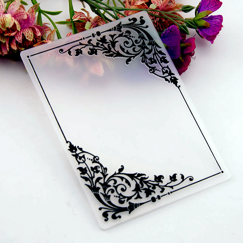 Flower edge Embossing folders Plastic bump Scrapbooking DIY Template Fondant indentation Cake Photo Album Card Make 10.5x14.8cm
