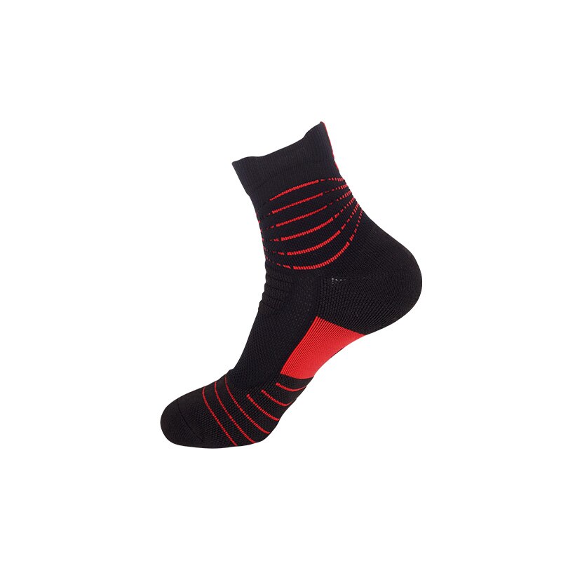 Basketbal Sokken Mannen Korte Handdoek Bodem Sportsokken Antislip Verdikte Professionele Training Sokken: Black with red