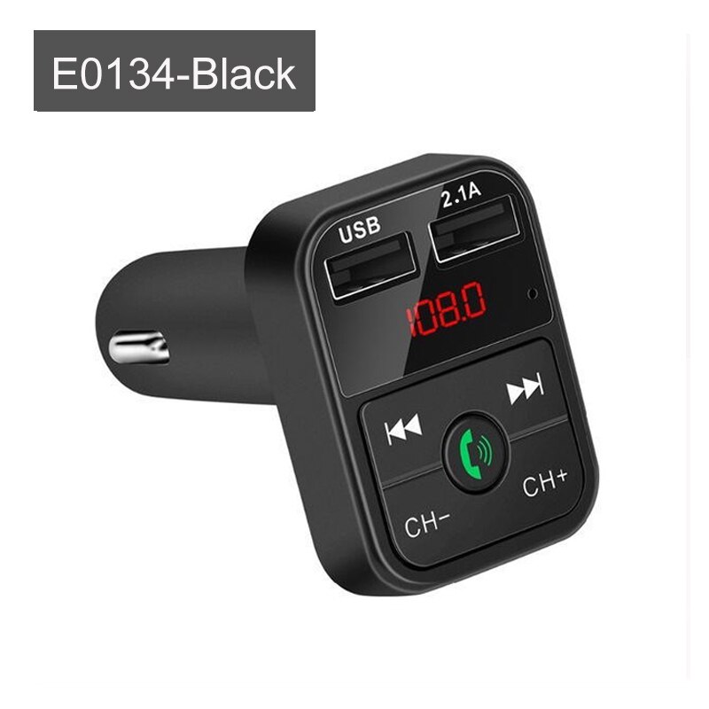Neue Auto Bluetooth MP3 Hände-freies LED-bildschirm FM Sender 2,1/EINE Dual-Hafen Auto Schnell Ladegerät Auto Elektronische Zubehör: E0134-Schwarz