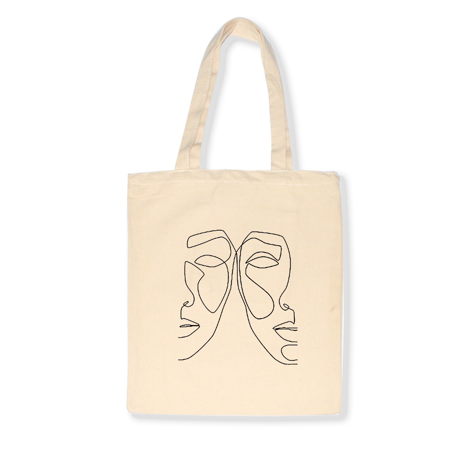 Women Canvas Bags Aesthetic Art Printing Tote Shopping Bags Casual Cloth Shoulder Bag for Girls Korean Ladies Shopper Bags: C12-86BEIGE