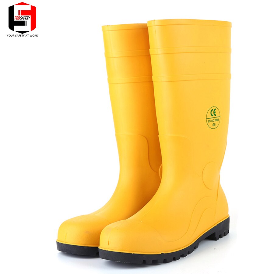 Light work Steel Toe insert PVC safety Boots Upper Material and Unisex Knee Safety Boots Clear Plastic Rain Boots