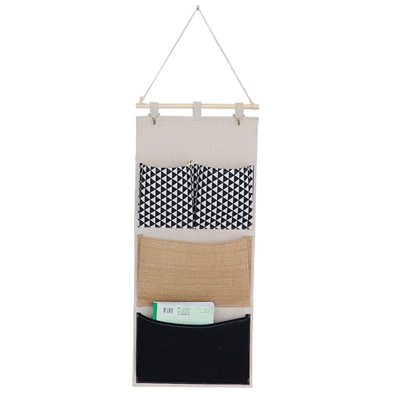 Organiseur mural en tissu lin, pochette de rangement pour jouets, articles divers, gain de place, fournitures de rangement pour la maison, vert: C2 66x30cm
