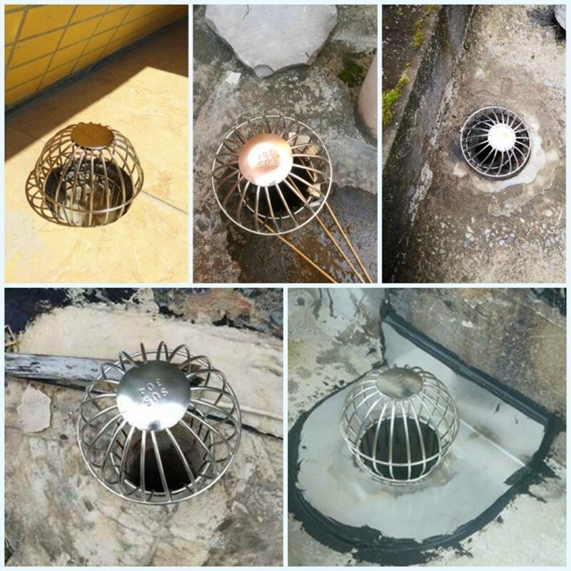Drain Outdoor Roof Anti - Blocking Line Cap Round Net Cover Drainage Floor Line Leak Gutter Guard Filter: Gold