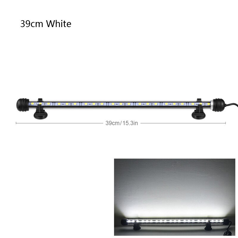 Aquarium LED Aquarium lamp 9cm 29cm 39cm 49cm LED Buis Lamp 9/15/ 21/27leds Bar Light Submersible Waterdichte 100-240V US Plug: 39CM White