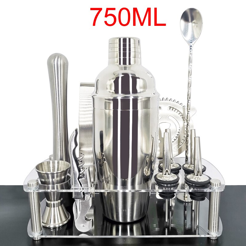 Stainless Steel 750/600ml Cocktail Shaker With Wine Rack Wine Shaker Mixer For Bar Party Tools Bar Accessories: T12Pcs 750ML Rack
