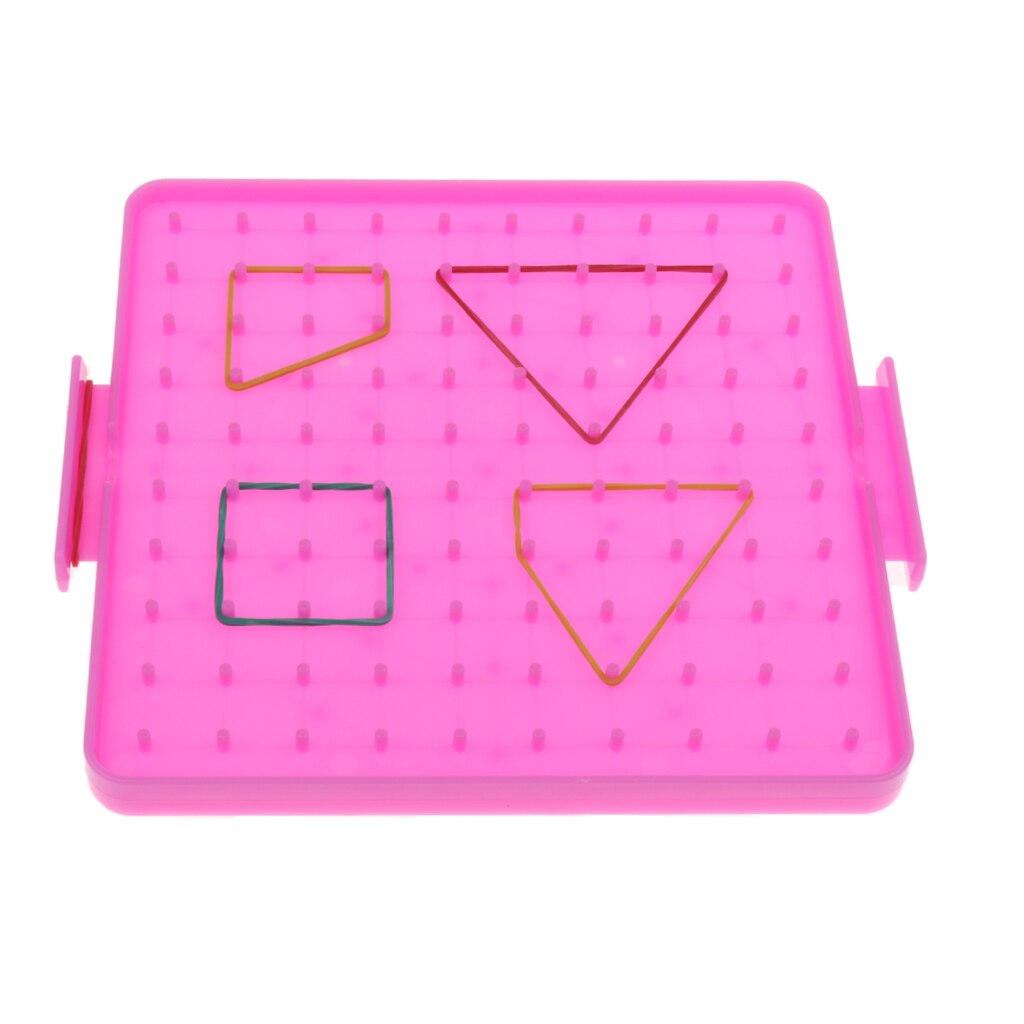 Plastic Geo Board with Colorful Rubber Bands, Nail Board Plate Early Mathematics Teaching Aids Learning Tools, 4 Colors