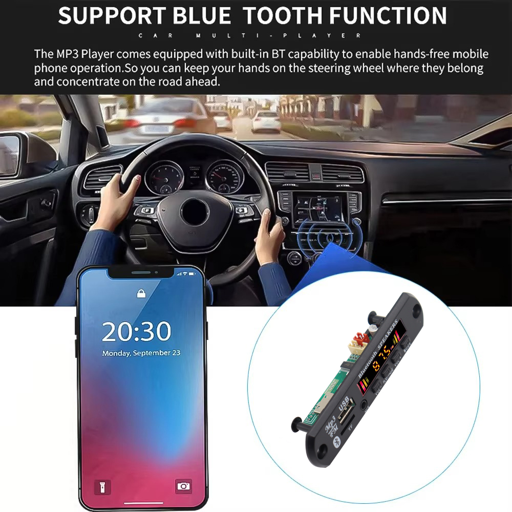 Bluetooth 5.0 MP3-Player Decoder Board FM Radio TF USB 3,5 mm AUX-Modul Bluetooth-Empfänger Carkit Audio V20