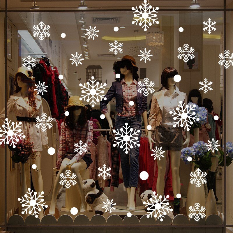 Multiple styles Christmas Snowflake Window Sticker Christmas Tree Santa Wall Sticker For Xams Shopping Mall Window Home Ornament