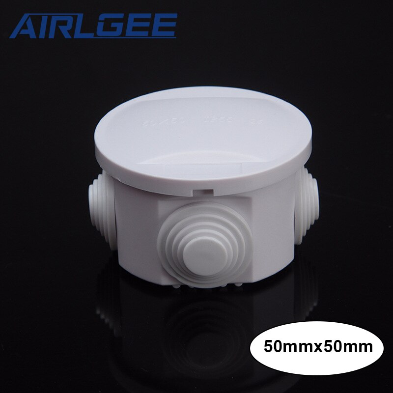 ABS Plastic IP55 Wires Waterproof Junction Box 50x50mm Circular White Outdoor Electrical Connection DIY Rainproof Box