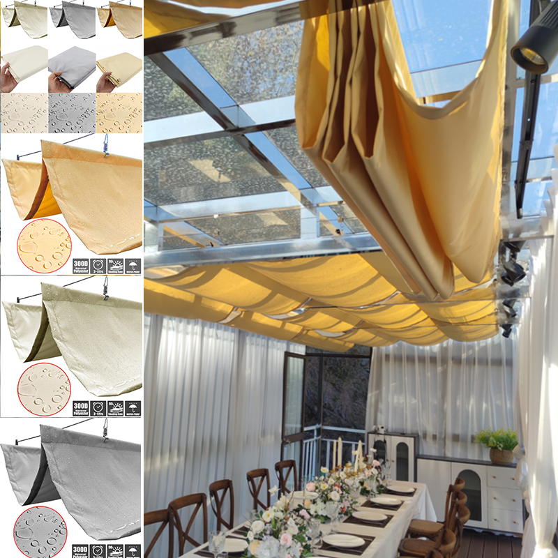 300D Polyester Stoff Regenfeste Welle Teleskop Segel Sommer Hof Pergola Schattierung Baldachin Einziehbare Outdoor Markise