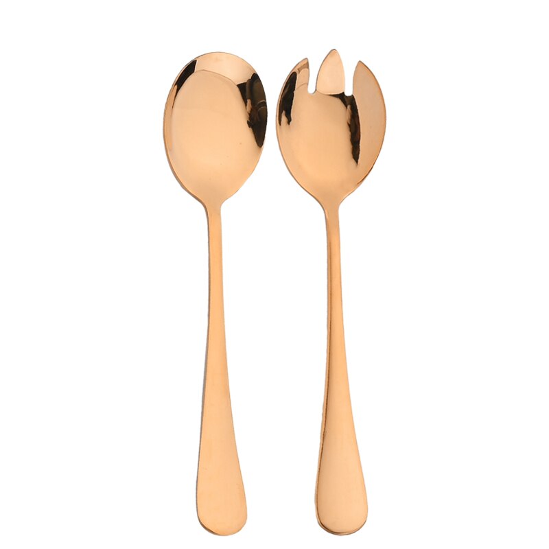 Blue Salad Spoon Fork Serving Spoon Set 2PCS Salad Spoon Stainless Steel Cutlery Set Spklifey Mirror Colorful Unique Spoons: Rose