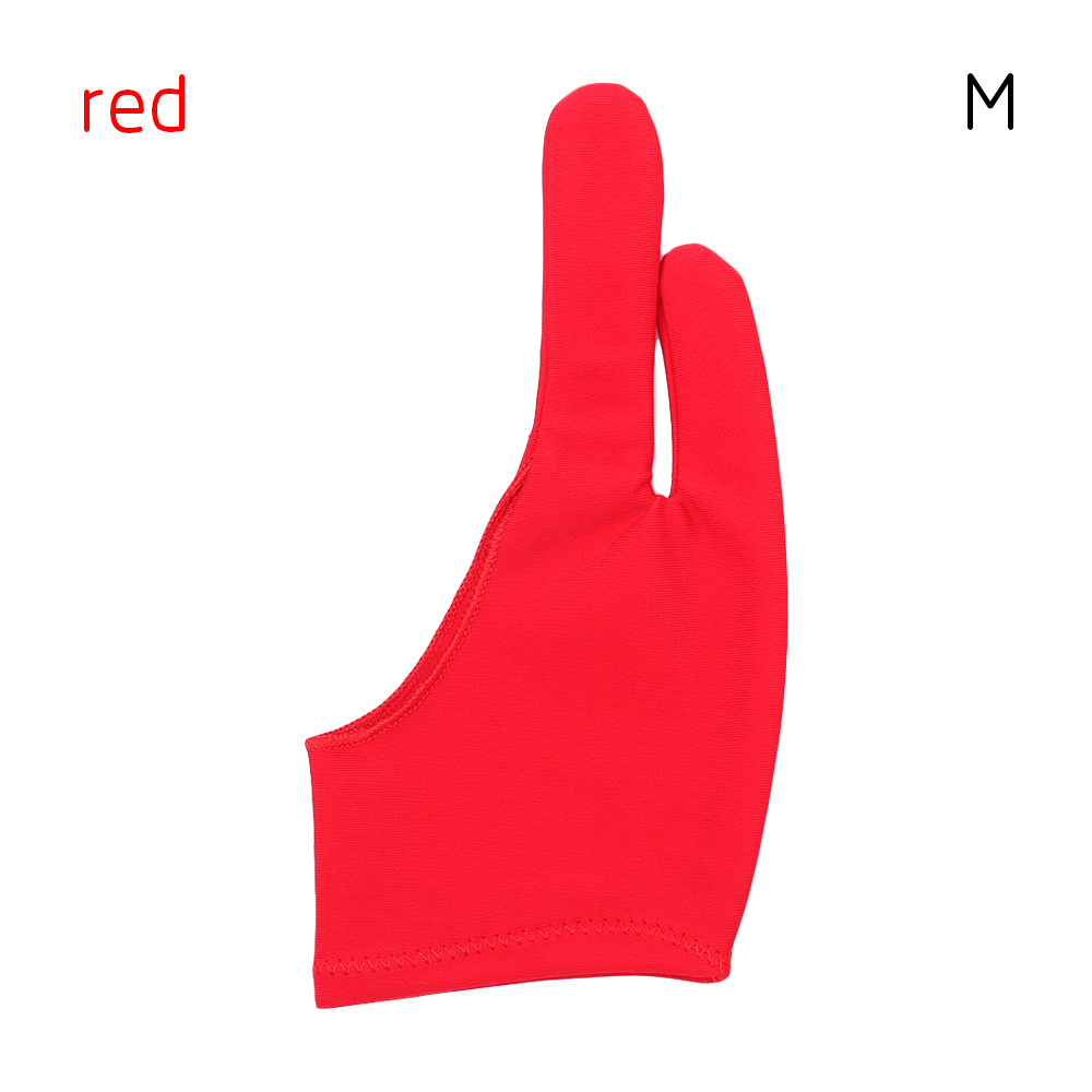 Guante suave de 2 dedos antisuciedad para mano derecha e izquierda, resistente al sudor, para dibujo artístico, para cualquier tableta de dibujo gráfico: red M