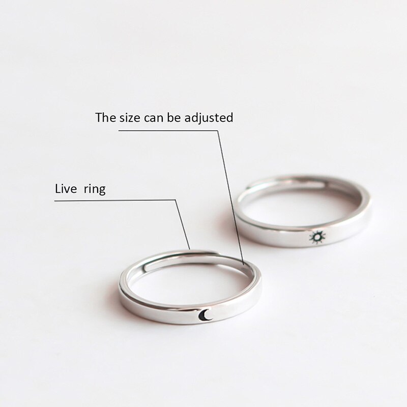 Zink-legierung Liebhaber Paar Ringe Sonne Mond Hochzeit Versprechen Ring Für Frauen Männer Engagement Schmuck Party