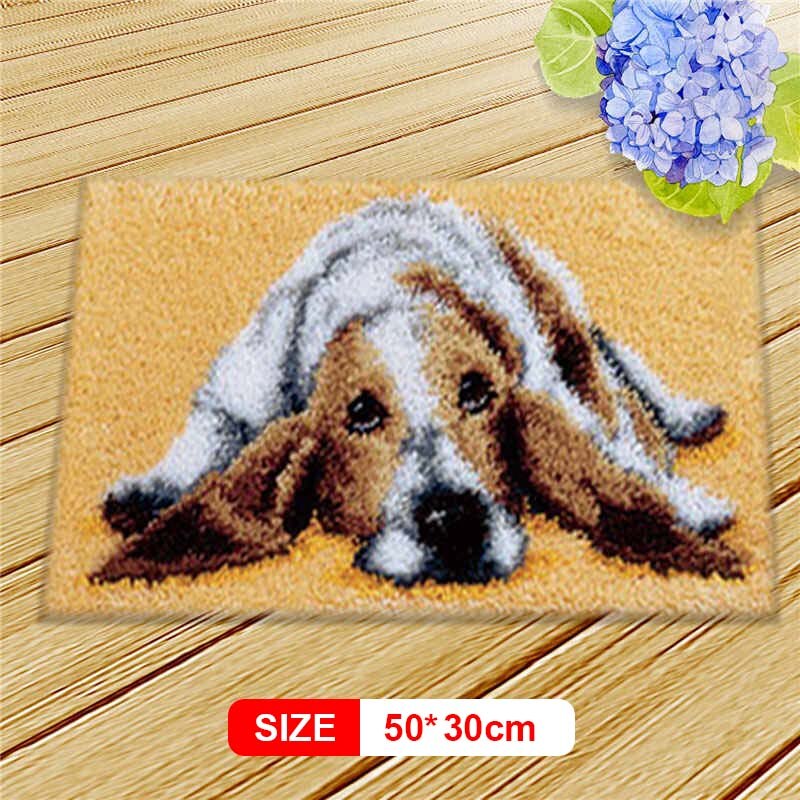 Animal Series Latch Hook Rug Kits Dogs 3D Segment Embroidery Pillow Wool Cross Stitch Carpet Embroidery DIY Latch Hook Pillow: DTX091