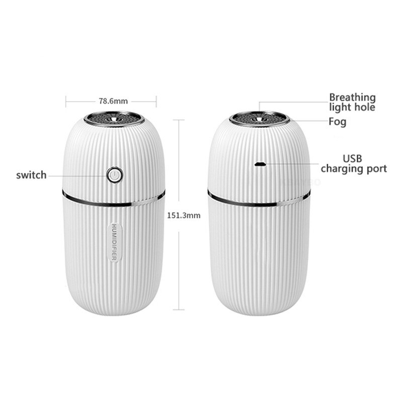 Mini humidificateur d'air pour voiture, diffuseur de brouillard USB pour maison, voitures, bureau, chambre à coucher avec lumières Led