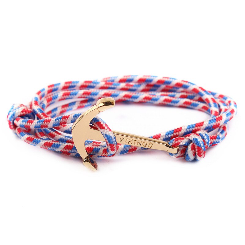 Retro Vikings Bracelet For Men Women Popular Male Multilayer Wrap Bangle Gold Color Handmade Anchor Bracelets SL017: 11