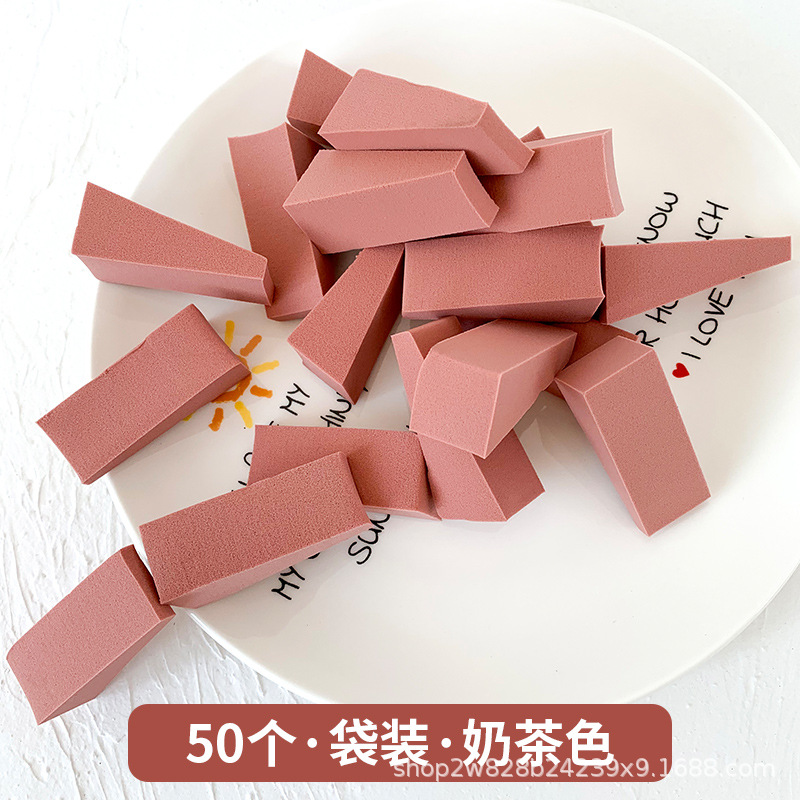 Esponja de maquillaje para mezclar curvas faciales, sin látex, aplicador de esponja de belleza suave en forma de cuña pequeña, 50 piezas: Naranja