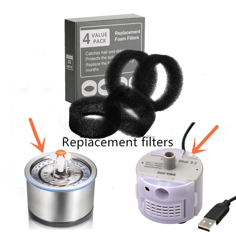 Huisdier Fontein Filter Vervanging Filters Schuim Voor 304 Rvs Kat Drinker Fontein Filters Waterpomp