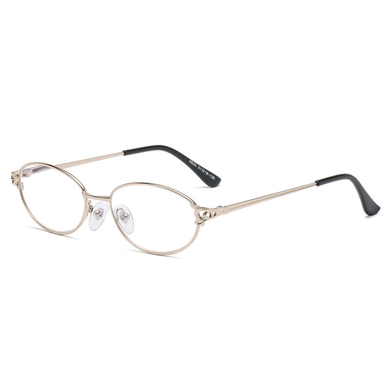 Metal Frame Reading Glasses For Men Women Oval Frame Hyperopia Glasses Clear Lens Glasses +1.0+1.5+2.0+2.5+3.0+3.5+4.0: Gold / +200