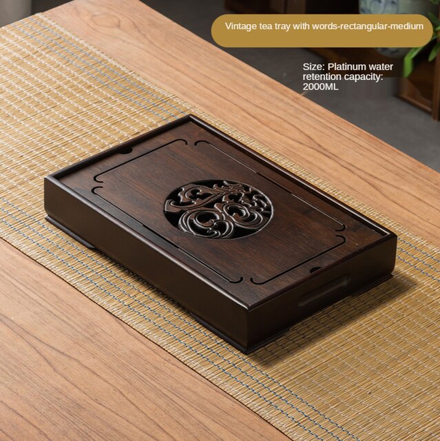 Household Luxury Modern Tea Set Tray Tea Table Simple Small Tea Sea kung-Fu Water Storage tray Round Rectangular Tray: B MEDIUM
