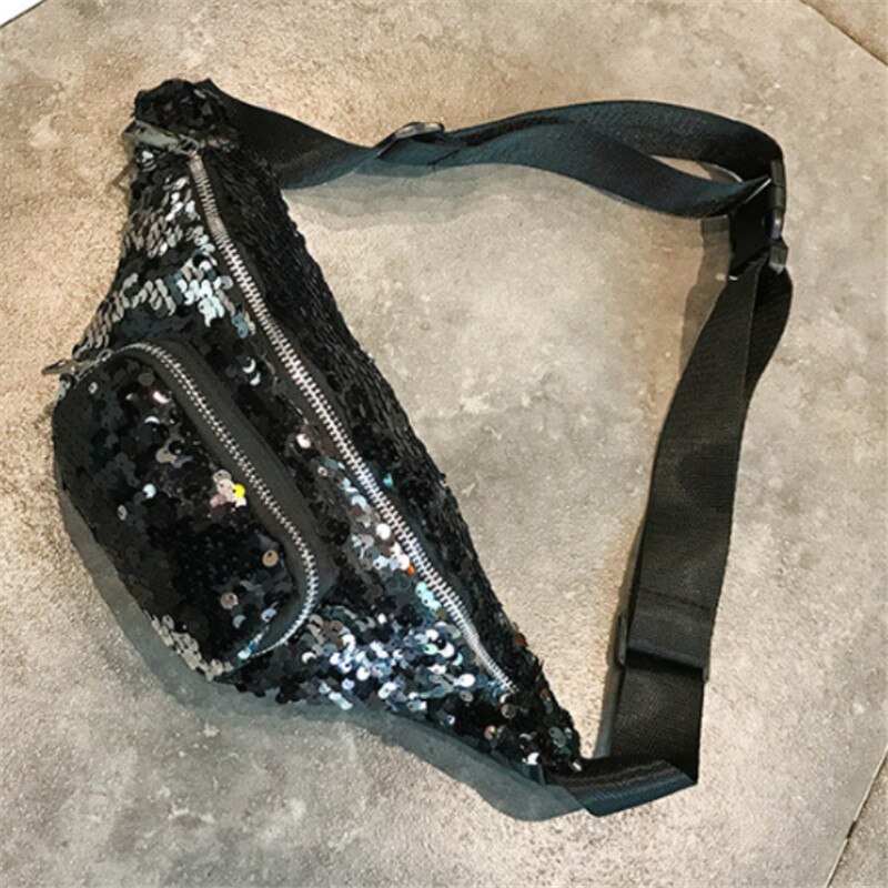 Frauen Mädchen Pailletten funkeln Taille Tasche fanny Pack Beutel Hüfte Geldbörse Freundin Kühlen Münze Crossbody Shouder Taille Pack: 3