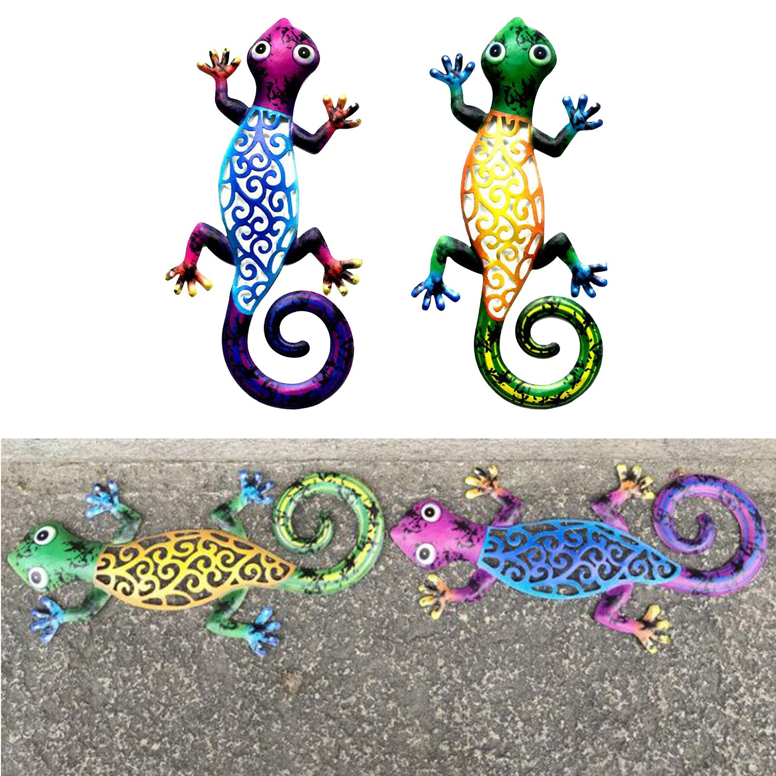 Jern kunst gecko ornamenter udendørs metal firben kunst ing skulptur til terrasse