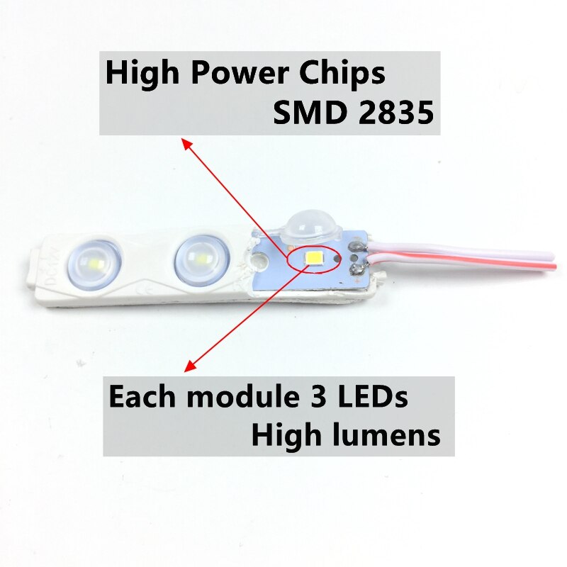 100 Stks/partij 12V Led Module 3 Leds 2835 Injectie Super Heldere Led Module Waterdicht Reclame Licht