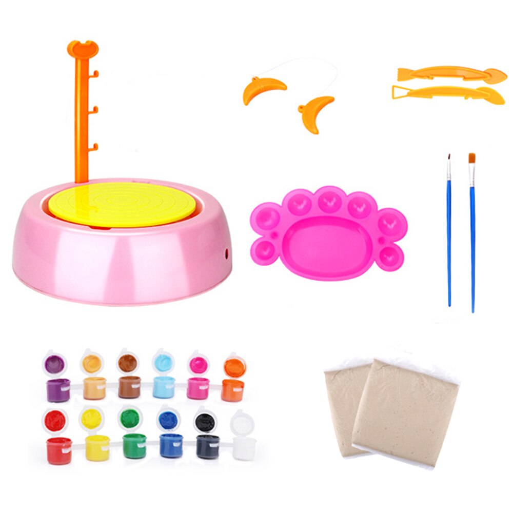 DIY Keramik Handwerk Kit Spielzeug Künstler Studio Keramik Maschine mit Ton Pädagogisches Spielzeug für Kinder Anfänger: Pink