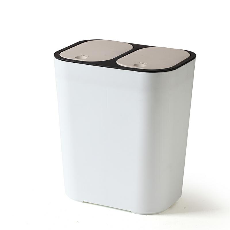 Kitchen Trash Can Recycle Bin Double Cover Trash Bin Household Dry And Wet Separation Waste Bin Rubbish Bin for Bathroom: White