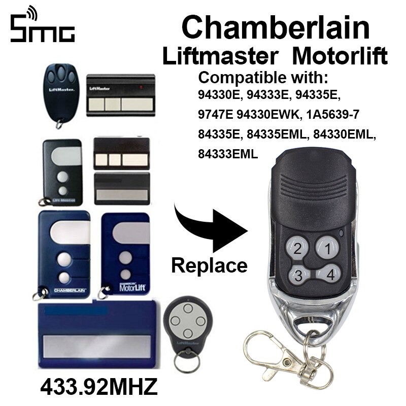 Chamberlain liftmaster fjärrkontroll garageportöppnare 433.92 mhz garagekontroll fjärrsändare: 94335e etc.