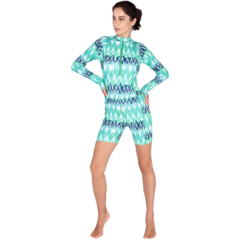 SABOLAY-Camiseta de LICRA de una pieza para mujer, ropa de baño ajustada con cremallera, secado rápido, traje de baño Rashguard, Surf, buceo, protector solar