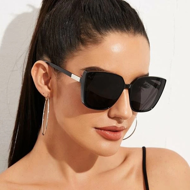 Plast cat eye kvinder overdimensionerede solbriller mærke vintage retro spejl solbriller til kvindelige  uv400 oculos