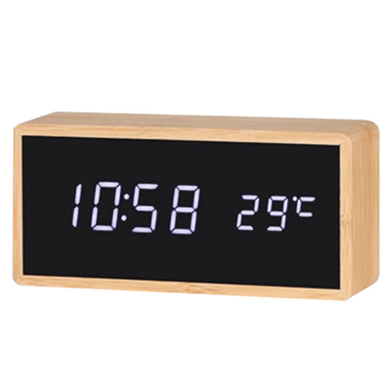 LED Wooden Alarm Clock Control Digital Wooden Electronic Desktop USB Powered Clock Table Decoration: Default Title