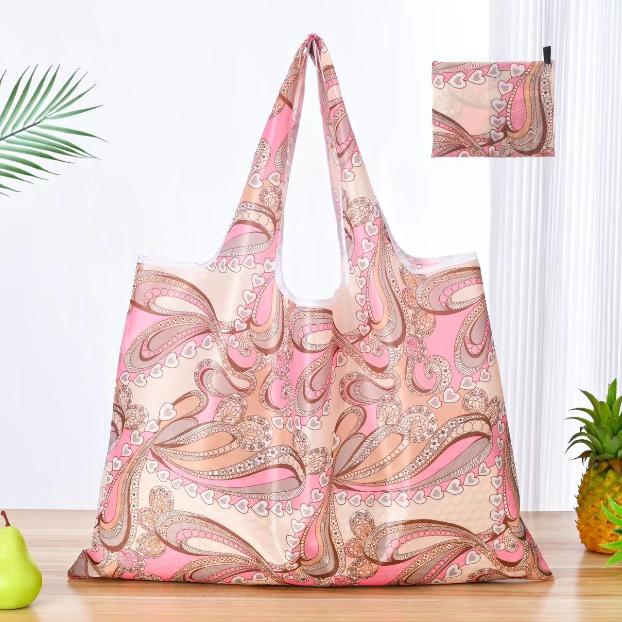 Gjenbrukbare handleposer store vaskbare handleposer bærbare sammenleggbare miljøvennlige nylon kraftige lommevesker: Lavendel