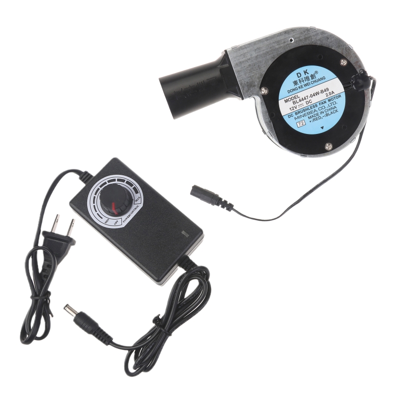 US/EU Plug DC12V 2A BBQ Blower Fan Charcoal Chimney Starter PWM Fans Smoker Fan Electric Blower 100-240V Power Cord