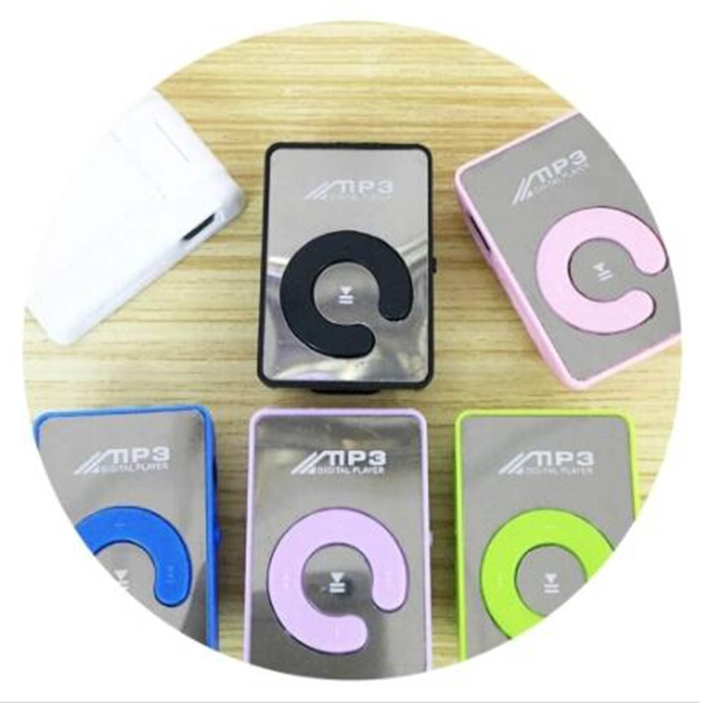 Portable Mini Mirror Clip MP3 Player Music Media Support Micro SD TF Card Hifi MP3 for Outdoor Sports Lithium Battery