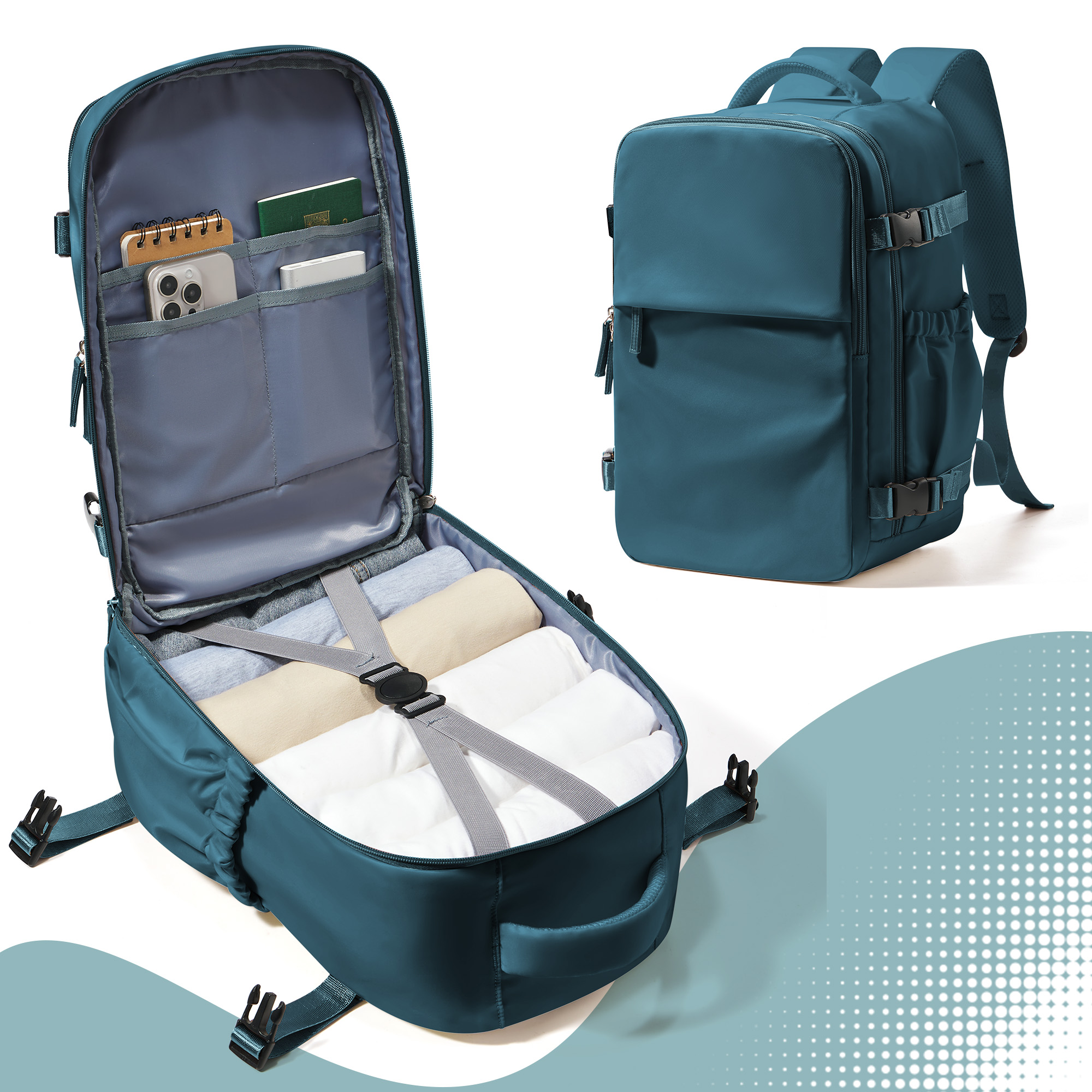 Travel Backpack for Women Men Business Backpack, Laptop Bag College School Backpack Waterproof Cabin Backpack Wizzair 40x30x20: green
