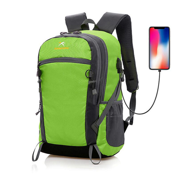 Mannen Vrouwen Casual Nylon Rugzak 15 Inch Laptop Usb Opladen Vrouwelijke Sport Rugzak Schooltas Rood/Zwart: green