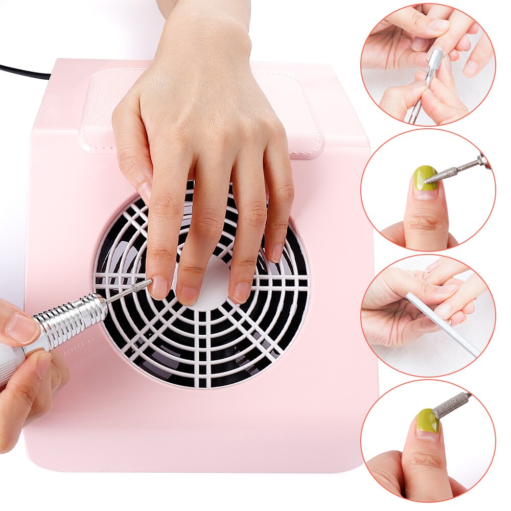 40W Nail Dust Collector Nail Zuig Fan Nail Dust Stofzuiger Manicure Machine Met 2 Stof Verzamelen Tas Salon gereedschap