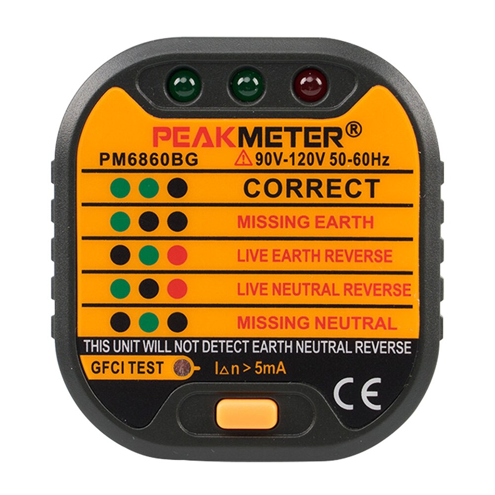 Industrial RCD Workshop Earth Wire Testing Electric Socket Tester LED Indicators Automatic Polarity Check Circuit Detector Home