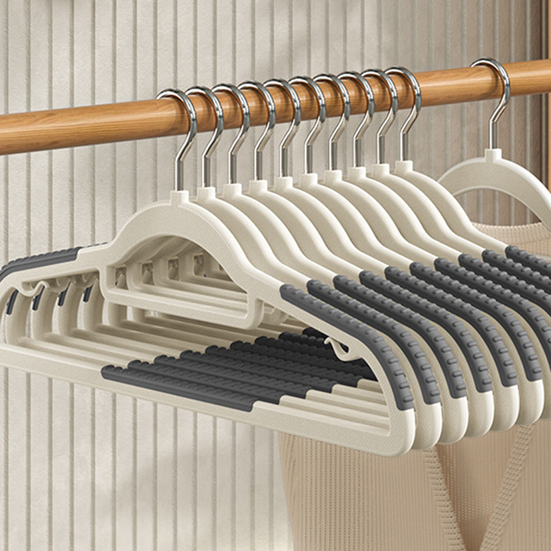 5/10 x robuste, trockene und nasse Kleiderbügel für Mantel und Hosen mit doppeltem, rutschfestem Streifen, für Zuhause, Kleiderschrank, platzsparender Kleidungs-Organizer: Grau / 32