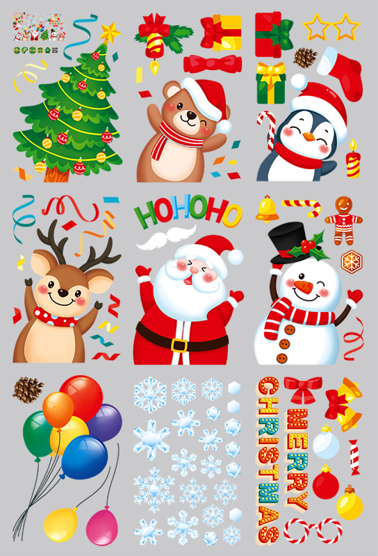 Kerst Element Cartoon Elektrostatische Stickers Vensterglas Scene Layout Decoratie Muurstickers Zelfklevende